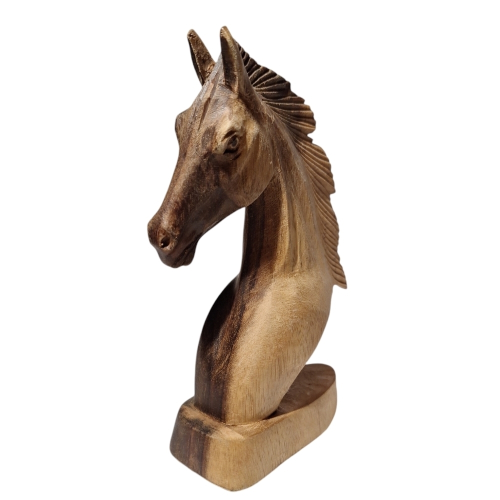 Vintage Hand Carved Teak Horse Head - Picture 4 of 12